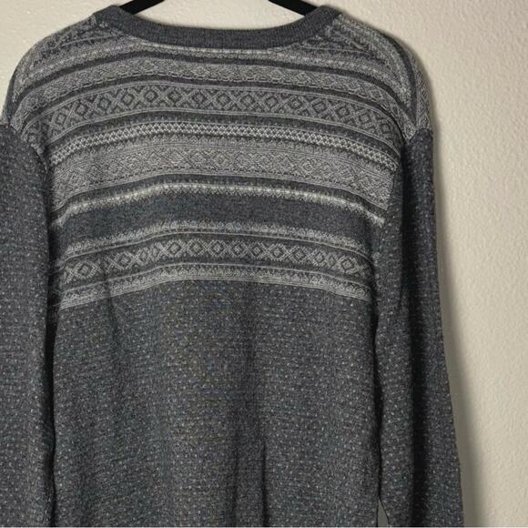 Banana Republic Sweater Men's Large Fair Isle Pullover Wool Cashmere Gray, White - Picture 12 of 16